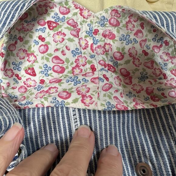 Vtg 80s OSH KOSH BGosh Jumper Overalls Dress Cotton Striped Floral Piping 18 mo - Picture 13 of 16